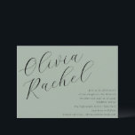 Elegantsage Green Script Calligraphy Bat Mitzvah Einladung<br><div class="desc">Feiern Sie diesen besonderen Meilenstein mit einer wunderschön gestalteten Bat Mitzvah-Einladung mit eleganter Schrift-Typografie auf einem modernen, schlängelgrünen Hintergrund. Diese Einladung ist perfekt für ein stilvolles und raffiniertes Fest geeignet und Set den Ton für eine bedeutsame und unvergessliche Veranstaltung. Passen Sie Ihren Namen und Ihre Veranstaltungsdetails an, um eine wirklich...</div>