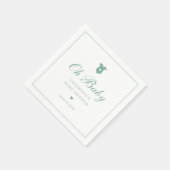 Elegantsage Green Script Neutral Baby Shower Serviette (Ecke)