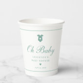 Elegantsage Green Script Oh Baby Shower Pappbecher (Vorderseite)