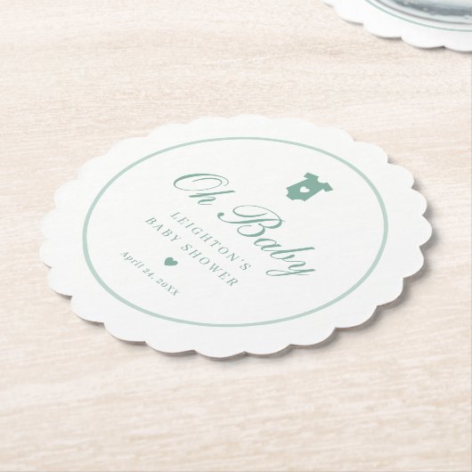 Elegantsage Green Script Oh Baby Shower Untersetzer (angewinkelt)