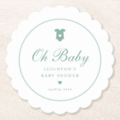 Elegantsage Green Script Oh Baby Shower Untersetzer (Vorderseite)