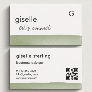 Elegantsage Green Watercolor QR-Code Visitenkarte