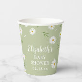 Elegantsage Green White Daisy Spring Baby Dusche Pappbecher (Vorderseite)