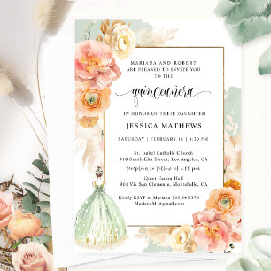 Elegantsage Grüne Blumenprinzessin Quinceañera Einladung