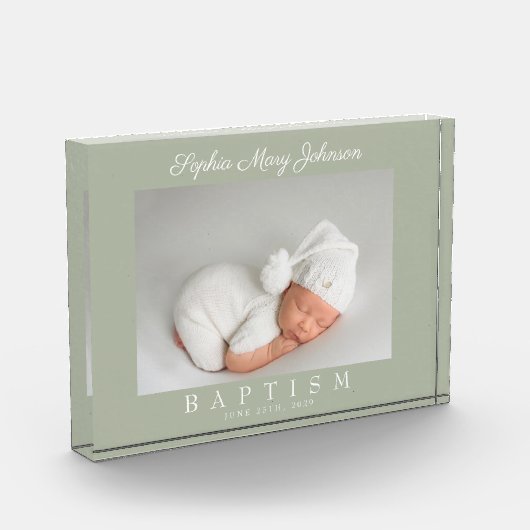 Elegantsage Grüne Taufe Keepake Fotoblock (Links)