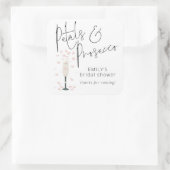 ElegantScript Petals Prosecco Brautparty Danke Quadratischer Aufkleber (Tasche)