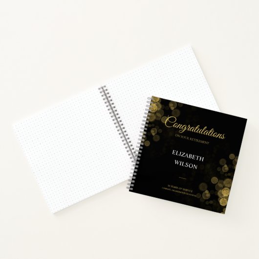 ElegantScript Retirement Party Gold Confetti Gast Notizblock (Innenseite)