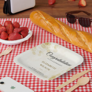 ElegantScript Retirement Party Gold Confetti Gast Pappteller