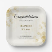 ElegantScript Retirement Party Gold Confetti Gast Pappteller (Vorderseite)