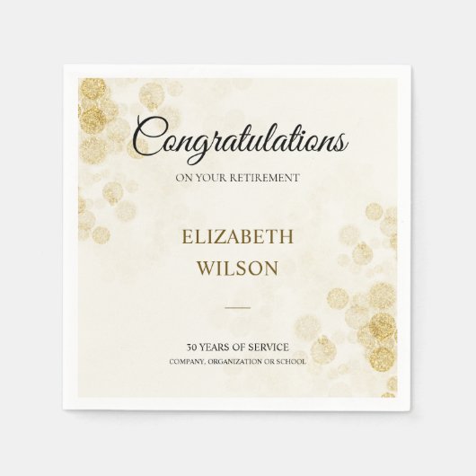 ElegantScript Retirement Party Gold Confetti Gast Serviette (Vorderseite)