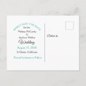 ElegantTeal und Black Script Wedding Save the Date Ankündigungspostkarte (Rückseite)