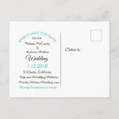 ElegantTeal und Black Script Wedding Save the Date Ankündigungspostkarte (Rückseite)