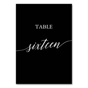 Eleganweiß auf Black Calligraphy Table Sechzehn Tischnummer