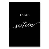 Eleganweiß auf Black Calligraphy Table Sechzehn Tischnummer (Rückseite)