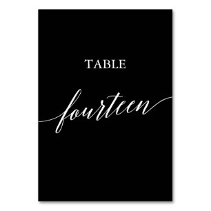 Eleganweiß auf der schwarzen Kalligrafie-Tabelle V Tischnummer
