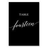 Eleganweiß auf der schwarzen Kalligrafie-Tabelle V Tischnummer (Vorderseite)