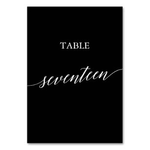Eleganweiß auf schwarzem Kalligraphietisch Siebzeh Tischnummer