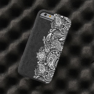 Eleganweiß auf Vintagem schwarzen Paisley Lace Tough iPhone 6 Hülle