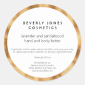 Eleganweiß mit Imitate Gold Foil Kosmetik Label Runder Aufkleber (Vorderseite)