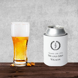 Eleganweiß mit Schwarz-Monogramm-Kranz Dosenkühler