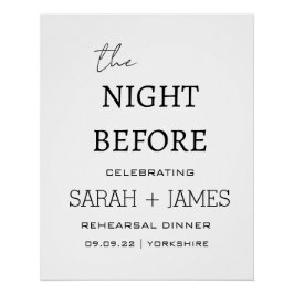 Eleganweiß Nachts vor Probe Abendessen Poster