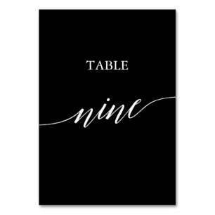 EleganWhite on Black Calligraphy Table Nine Tischnummer