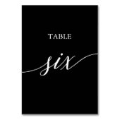 EleganWhite on Black Calligraphy Table Six Tischnummer (Vorderseite)