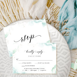 Elegany Airy Blue and Green Watercolor RSVP Card