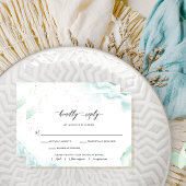 Elegany Airy Blue and Green Watercolor RSVP Card