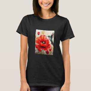 Eleganz der Natur: Harmonie von Mohn und Kolibri T-Shirt
