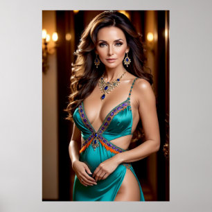 Eleganz der Türkisfarbenen Frau (3) Poster