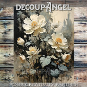 Eleganz der weißen rustikalen Rose - Decoupage - Seidenpapier