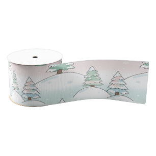 Eleganz des gefrorenen Waldes Winterbaum-Designs Ripsband