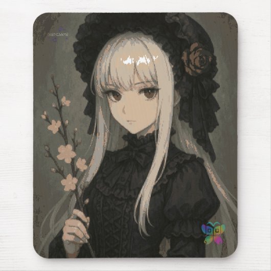 Eleganz des Mitternachtsblüten-Mädchen-Mauspads Mousepad (Vorne)