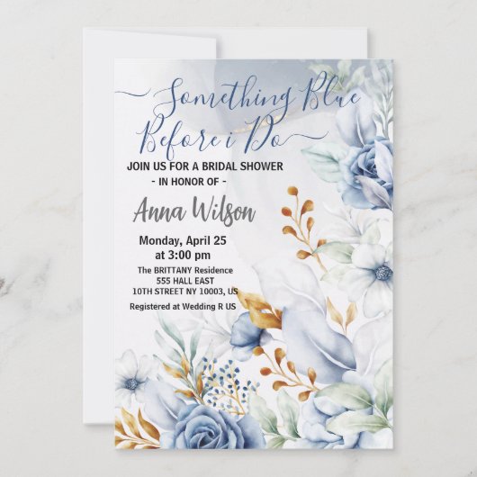 Eleganz etwas Blau, bevor ich Brautparty Einladung (Vorderseite)