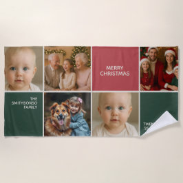 Eleganz Familien Fotos Collagen Frohe Weihnachten Strandtuch