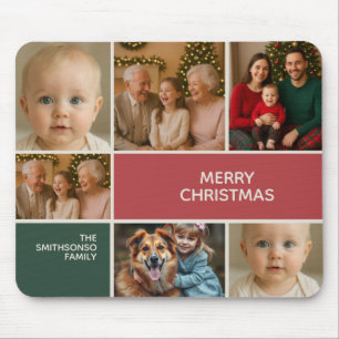 Eleganz-Geschenk für Fotos Collage Frohe Weihnacht Mousepad