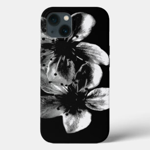 Eleganz im Kontrast: Weiße Blüten auf schwarz Case-Mate iPhone Hülle
