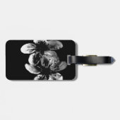 Eleganz im Kontrast: Weiße Blüten auf schwarz Gepäckanhänger (Rückseite horizontal)