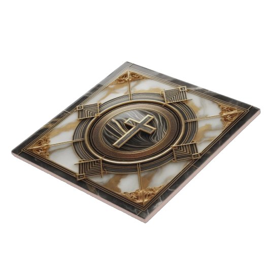 Eleganz in Absolution Cross auf Marmor mit Gilded Fliese (Seite)