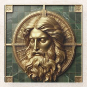 Eleganz in Absolution Cross auf Marmor mit Gilded Glasuntersetzer (Vorderseite)