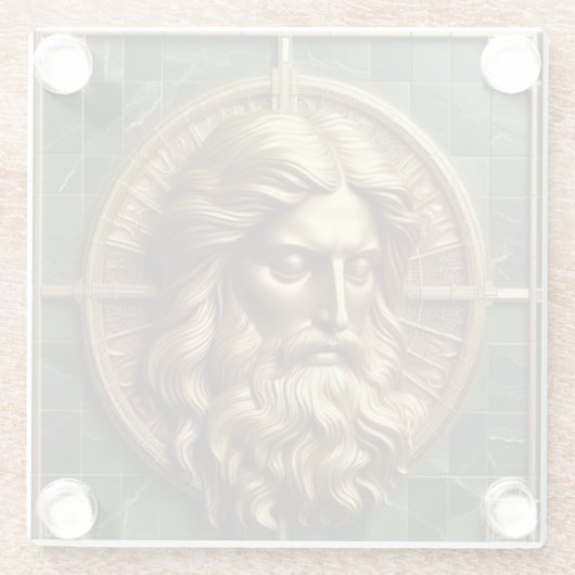 Eleganz in Absolution Cross auf Marmor mit Gilded Glasuntersetzer (Rückseite)