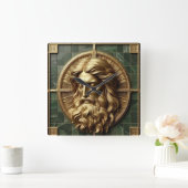 Eleganz in Absolution Cross auf Marmor mit Gilded Quadratische Wanduhr (Zuhause)