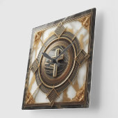 Eleganz in Absolution Cross auf Marmor mit Gilded Quadratische Wanduhr (Winkel)