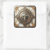 Eleganz in Absolution Cross auf Marmor mit Gilded Quadratischer Aufkleber (Tasche)