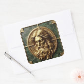 Eleganz in Absolution Cross auf Marmor mit Gilded Quadratischer Aufkleber (Umschlag)