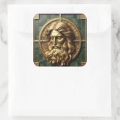 Eleganz in Absolution Cross auf Marmor mit Gilded Quadratischer Aufkleber (Tasche)