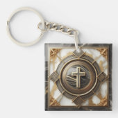 Eleganz in Absolution Cross auf Marmor mit Gilded Schlüsselanhänger (Vorderseite)