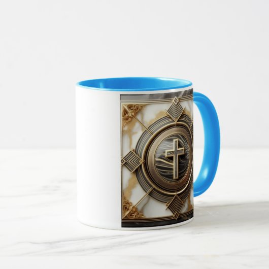 Eleganz in Absolution Cross auf Marmor mit Gilded Tasse (VorderseiteRechts)
