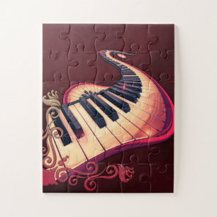 Eleganz in Bewegung, das gebogene Klavier. Puzzle